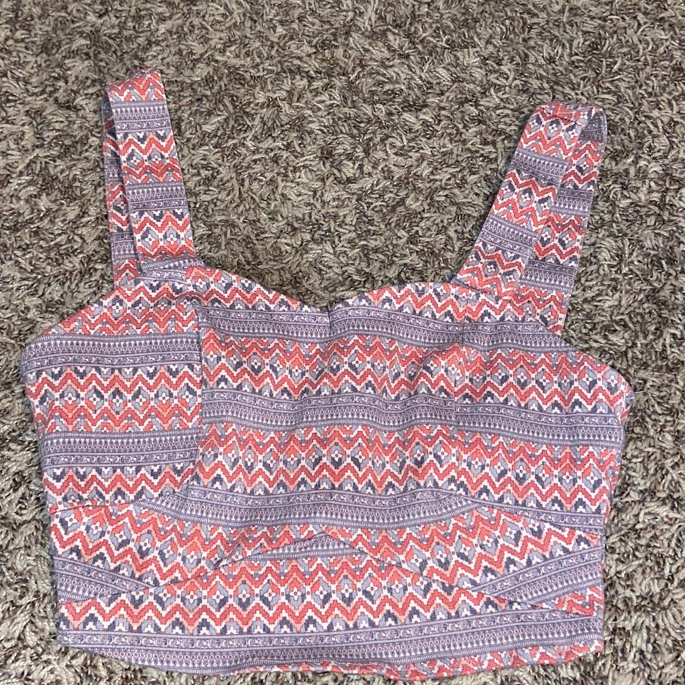 Aztec Print Papaya Crop Top